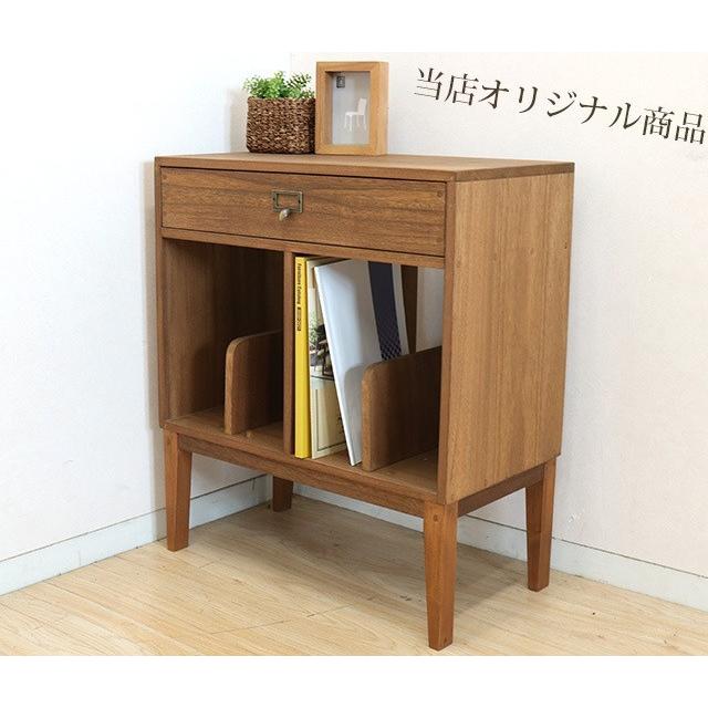 受注生産品 オープンラック 収納 マガジンラック 木製 高さ67cm 幅58cm リビング収納 引き出し 小物入れ 北欧 アンティーク調 国産の画像