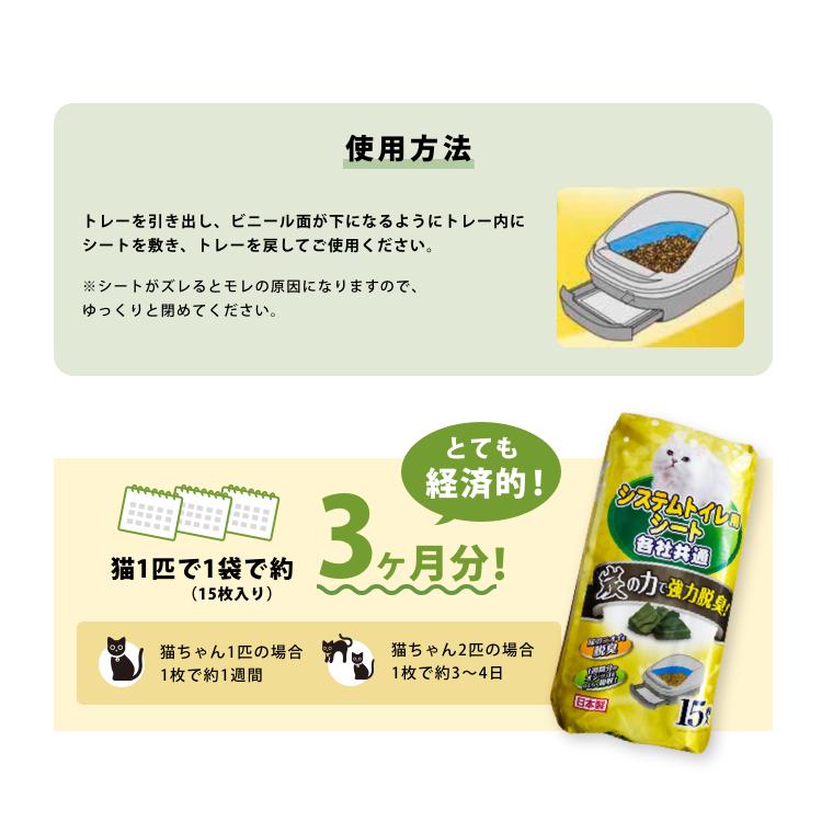 猫用システムトイレ用シート 30枚 15枚×2袋 各社システムトイレ共通 国産 可燃ごみOK  強力脱臭 三ヶ日ガーデン 活性炭 |  | 05
