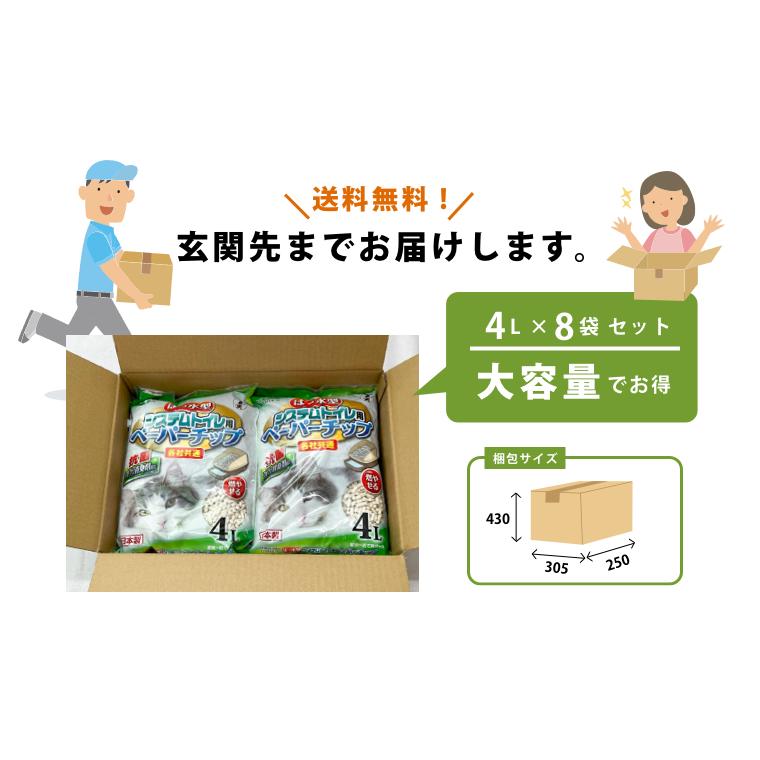 お得な8袋セット システムトイレ用ペーパーチップ猫砂 4L×8袋 はっ水 可燃ごみOK 消臭抗菌 各社システムトイレ共通 飛び散りにくい 国産 三ヶ日ガーデン |  | 06