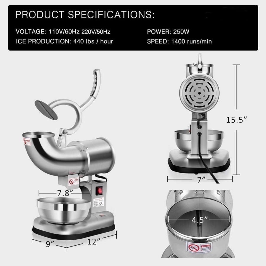 絶妙なデザイン 180kg H アイススライサー 電動かき氷機 業務用 調理器具 Piratesports Gg