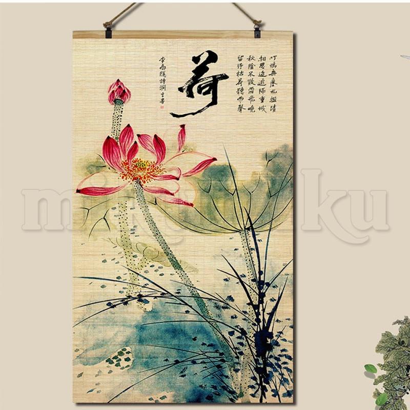 タペストリー ウォールデコレーション 中国画 蓮の花 背景布 壁布