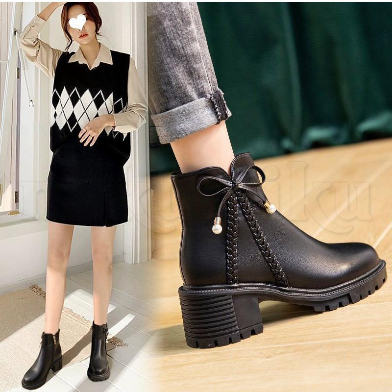送料無料 ショートブーツ レディース マーティンブーツ リボン付き