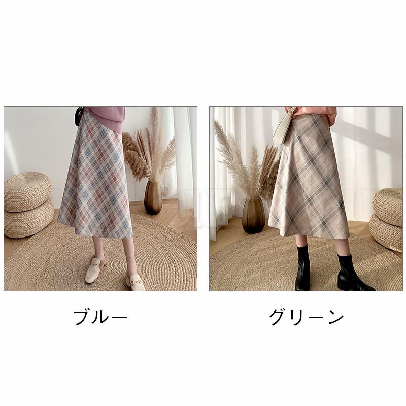 ロングスカート チェック柄 スリット お洒落 ルーズ カジュアル ka-sk00107.jpg