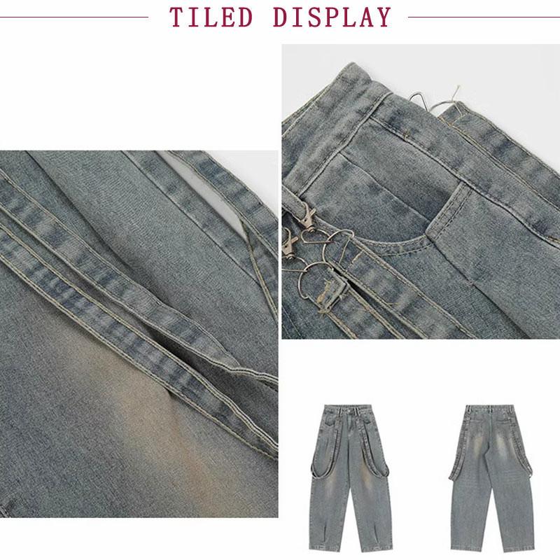 デニムサロペット パンツ レディース ストラップ ゆったり 無地