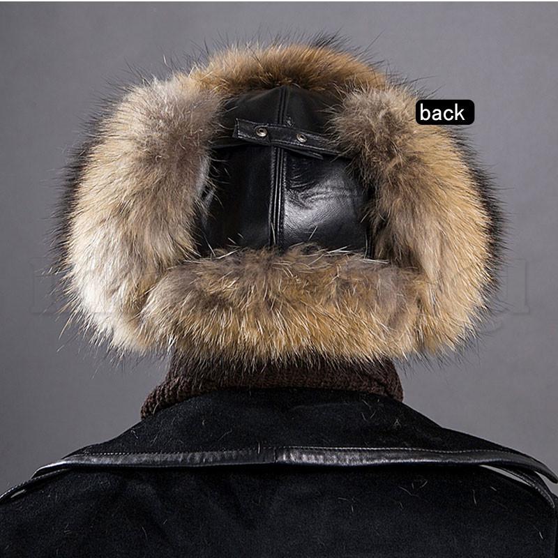 送料無料 飛行帽 パイロット キャップ ファー帽子 本革 メンズ 防寒