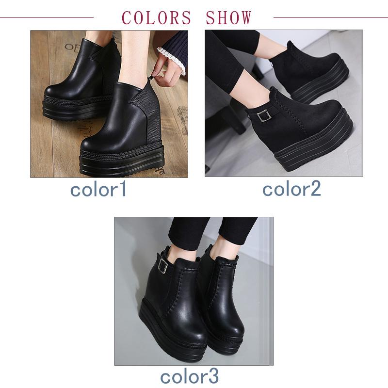 14cm 厚底ブーツ ショートブーツ インヒール ブーツ 秋ブーツ 革靴