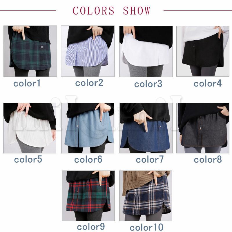 付け裾 重ね着風裾 つけシャツ インナー 腹巻き フェイクレイヤード レイヤード風 サイドスリット チェック柄 無地 レディース 大きいサイズ |  | 01