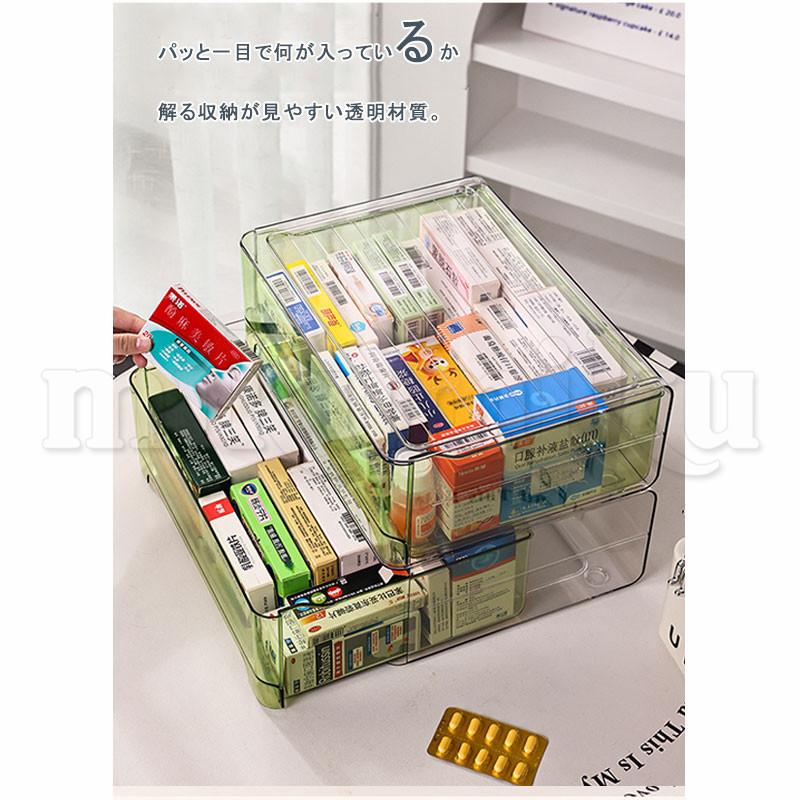 薬箱 薬入れ 引き出し 透明 プラスチック 救急箱 マルチボックス 収納