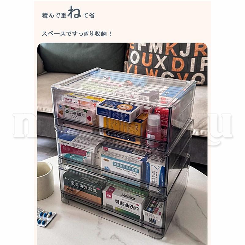 薬箱 薬入れ 引き出し 透明 プラスチック 救急箱 マルチボックス 収納