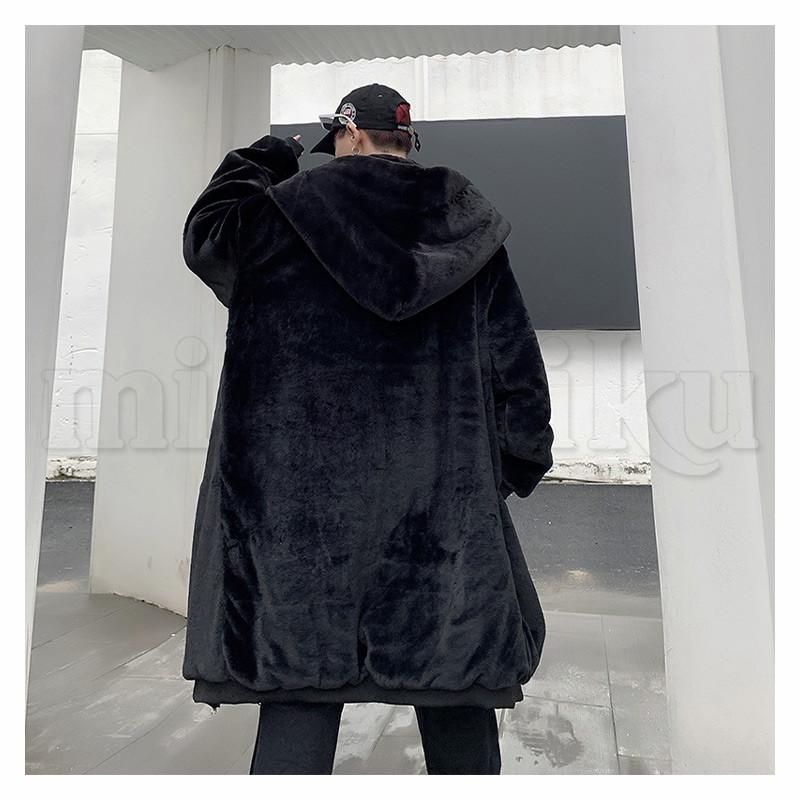 5351 POUR LES HOMMES ファー・ボア付きコート ボアコート ロングコート メンズ フェイクファーコート ジャケット