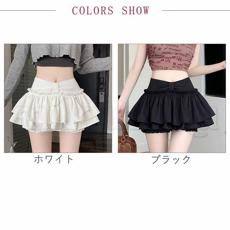 ショートパンツ レイヤード レディース フレアスカート ミニ丈