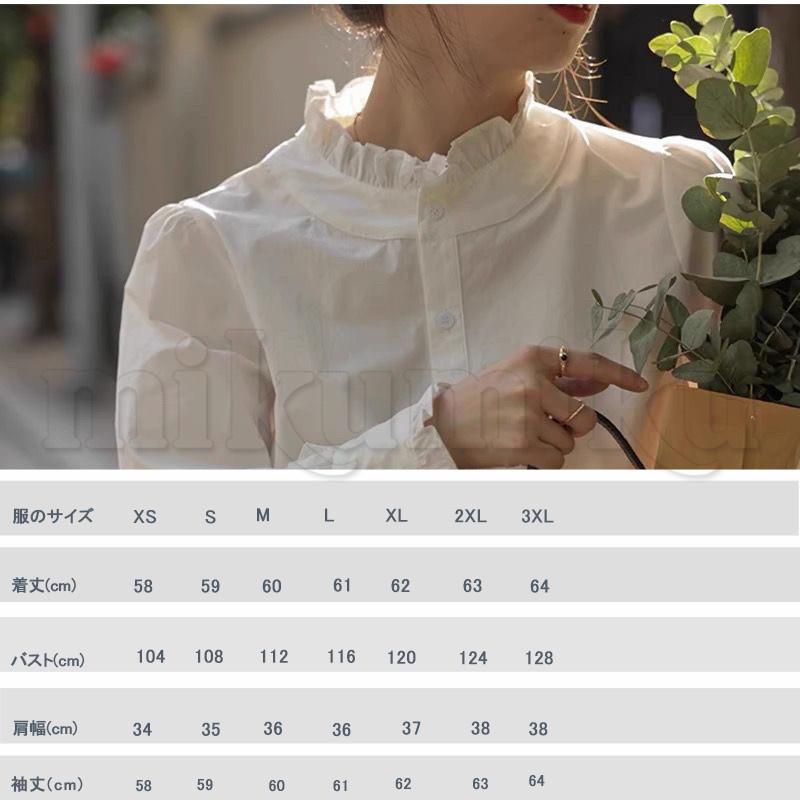 立ち襟シャル 長袖ブラウス 春シャツ レディース フリル 春物 春コーデ