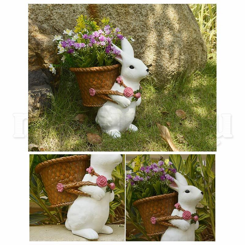 花瓶 フラワーベース 兎 樹脂 かご 花入れ 雑貨 花器 かわいい