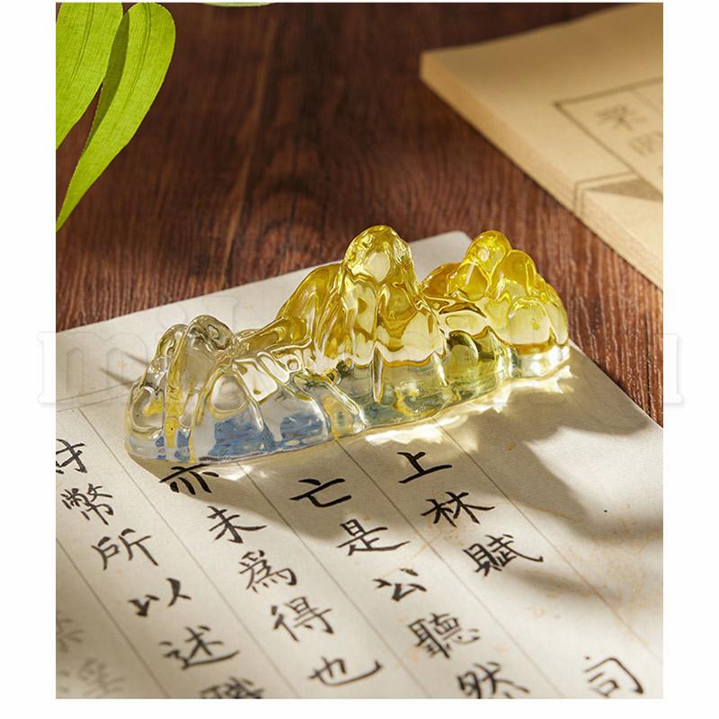 筆置き ガラス 山 文鎮 ホルダースタンド 毛筆 書道 習字 和風 絵画