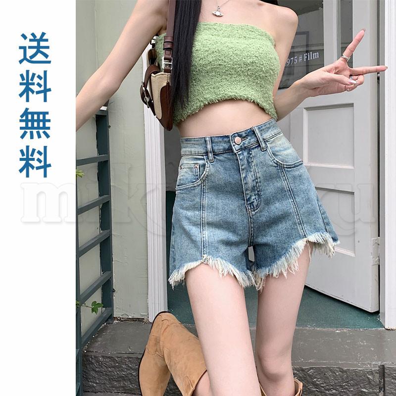 ショートパンツ デニム レディース フレア 無地 デニムショート