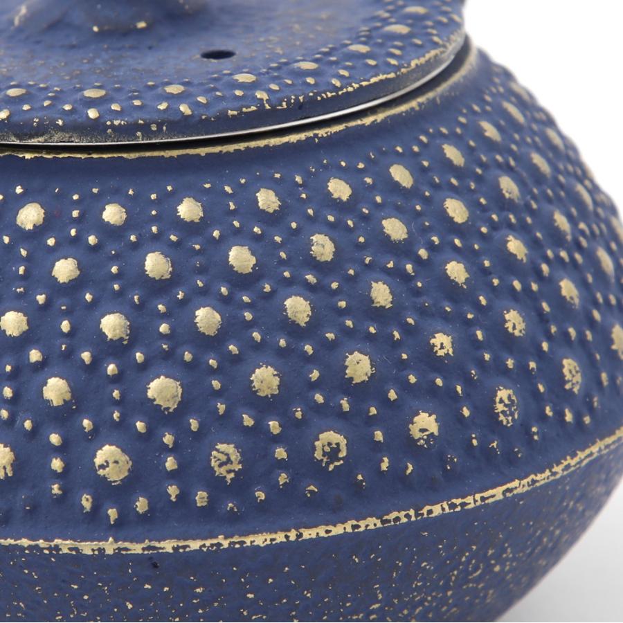 南部鉄器 急須 カラーポット亀甲アラレ【未使用】 南部鉄器 鉄 急須 丸型亀甲アラレ 藍 0.3L 日本製 南部鉄瓶