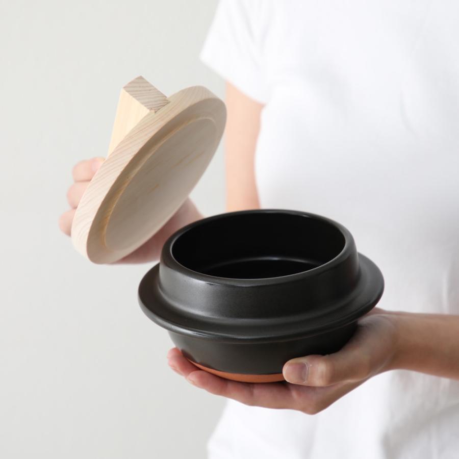 羽釜　土釜　萬古焼　四日市　お釜セット　土鍋 直径約18cm 木製蓋付き 羽釜 土釜 萬古焼 四日市 お釜セット 土鍋 直径約18cm 木製蓋付き
