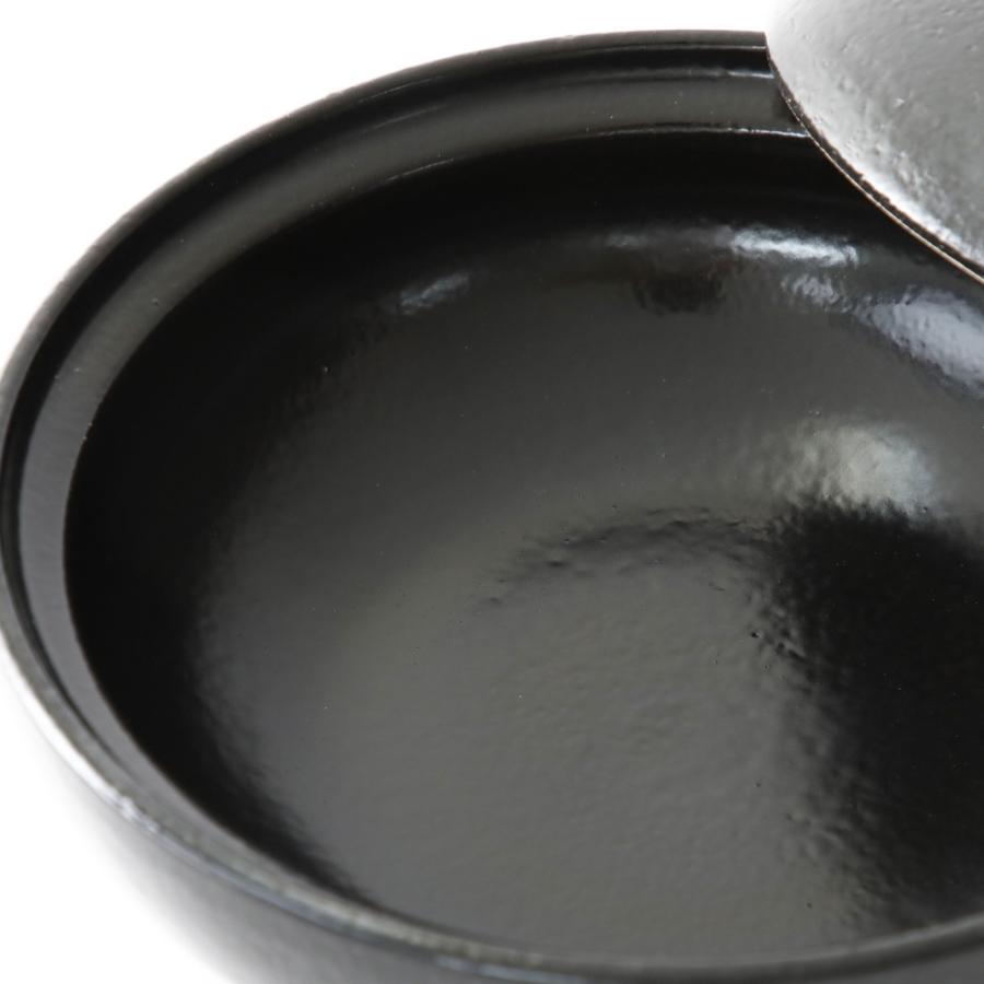 日常茶飯器 黒 7.5号 持ち手なし 浅型土鍋 24cm すき焼き鍋 宝