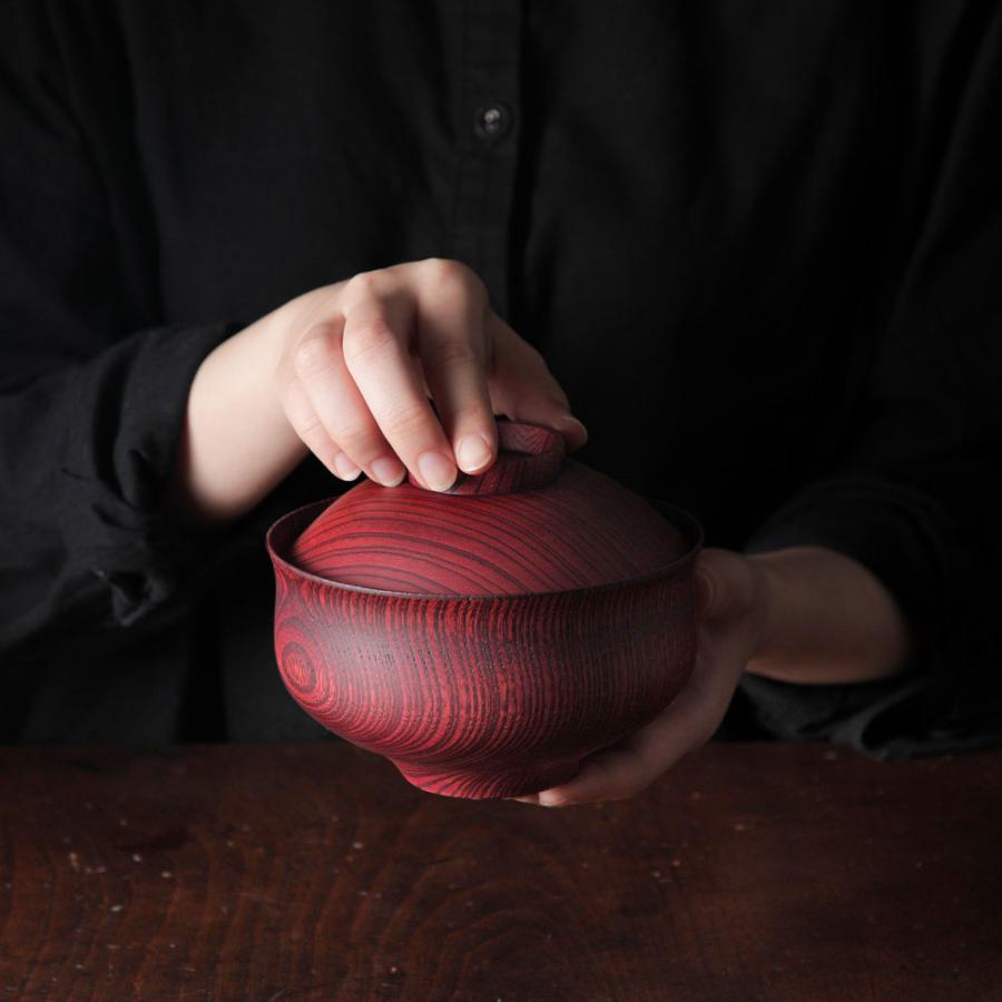 雑煮椀 我戸幹男商店 TSUMUGI 蓋付椀 千鳥 red black 木製椀 雑煮椀 我戸幹男商店 TSUMUGI 蓋付椀 千鳥 red black 木製椀
