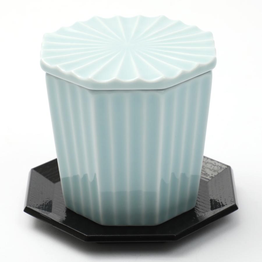 茶碗蒸し 食器 青白磁 八角彫蒸し碗 受け皿付 茶碗蒸し用食器 PZN36K67