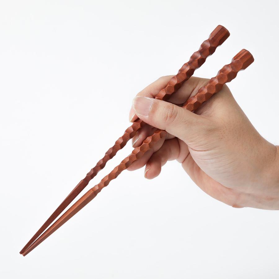 鬼に金棒 削り お箸 男 大きい 長め 無骨 サオ アイアンウッド 太い 箸