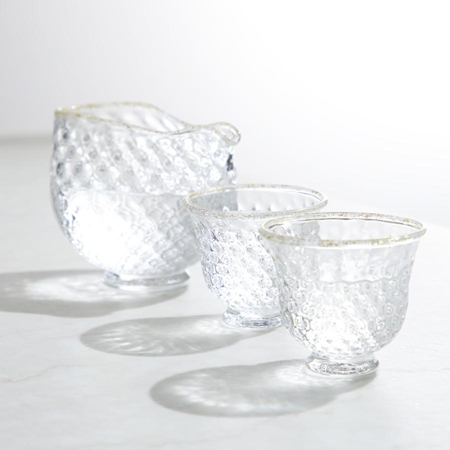 ガラスの酒器三点セット SUN GLASS STUDIO KYOTO 墨流し ガラス