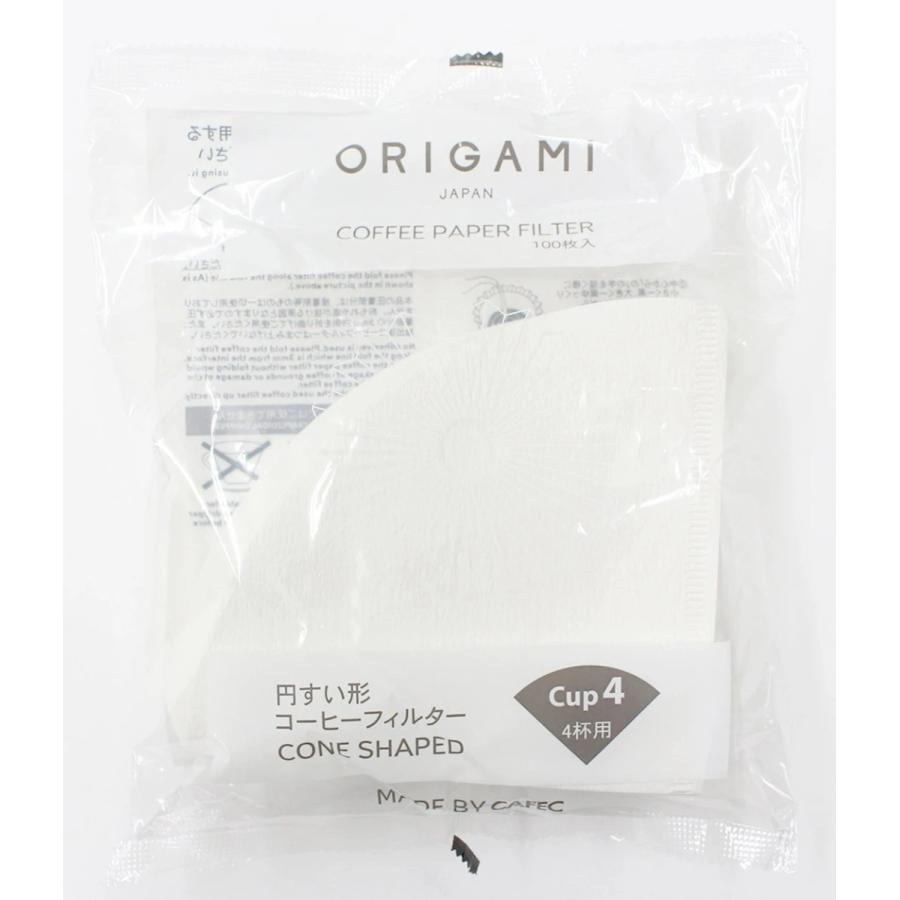 ORIGAMI Paper Filter オリガミ ペーパーフィルター 【上品】 4杯用 Cup4 100枚入り 最適な価格 円すい形