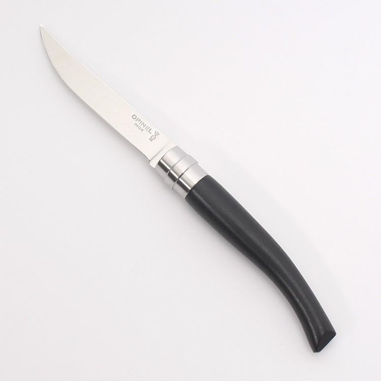 オピネル 高級テーブルナイフ(ステーキ用ナイフ) 黒檀(エボニー)材 