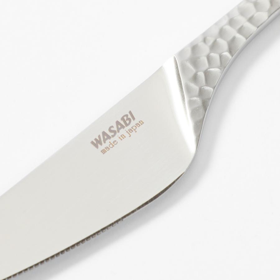 wasabi  プレミアム ディナーナイフ 鎚目 ステンレス 日本製 燕三条 ワサビ オールステンレス 食洗器対応｜mikura｜05