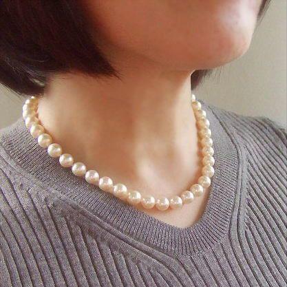 パールネックレス マジョリカ ローズクリーム9mm 38,39,40,41