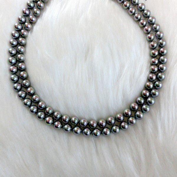 パールネックレス マジョリカ グレー８ｍｍ 88，89，90，91，92