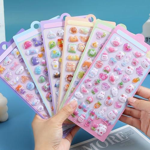 Seiunn 3dシール ぷくぷくシール 可愛い 【6種セット】 カートゥーン