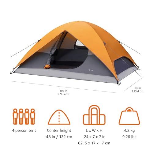 Amazonベーシック テント ドーム型 4人用 レインフライ付き 2.7 x 2.1