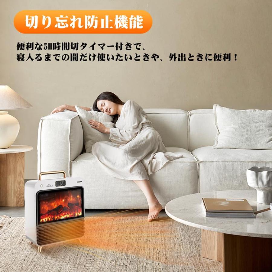 VECELO セラミックヒーター 暖炉型 人感センサー 【冬新型・3D疑似炎