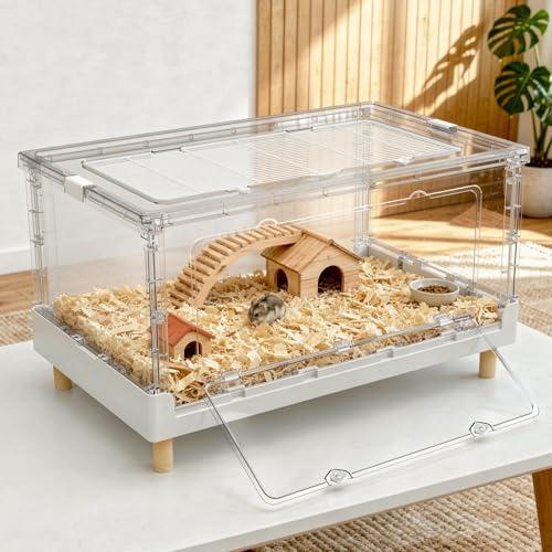 Ruexue ハムスターケージ＆モルモット、小動物ペット用の完全透明で
