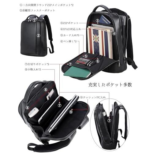 Masa Kawa] 雅革 リュック メンズ 本革 ビジネスリュック 薄型 レザー