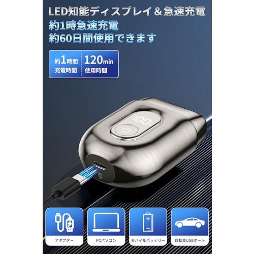 EchoByte 往復式電動シェーバー メンズ ひげそり フローティング3枚刃 乾湿両用 IPX7防水仕様 髭剃り 低振動＆静音設計 電気シェーバー コンパクト設計 LED残量表示 Type-C急速充電 ワンタッチロック機能搭載 120分連続駆動 出張・旅行・ Amazon | EchoByte 往復式電動シェーバー メンズ ひげそり