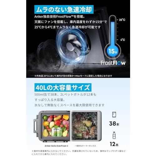 Anker Solix EverFrost 2 40L Electric Cooler ポータブル冷蔵庫 世界最長冷却持続時間 コンパクト 一般の画像
