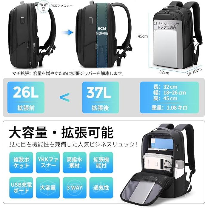 FENRUIEN] ビジネスリュック リュック メンズ 2025最新 多機能 マチ 