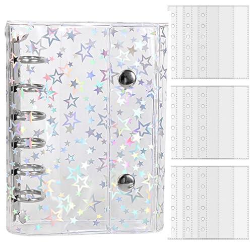 A7 シール帳 星柄 手帳 バインダー クリア 透明 ポケットリフィル10枚