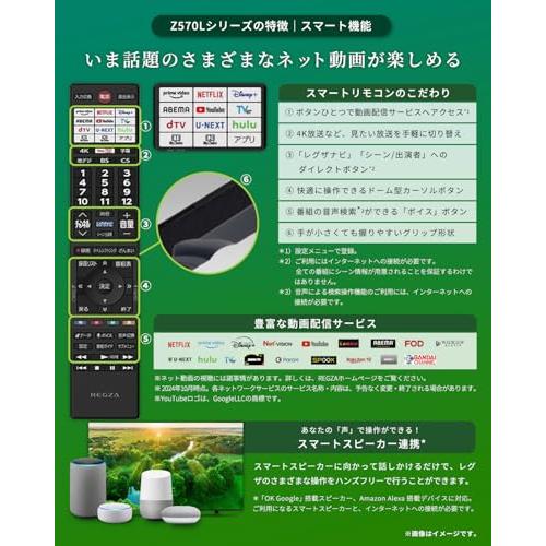 レグザ 65インチ 4K液晶テレビ 65Z570L 4Kチューナー内蔵 外付けHDD 裏 