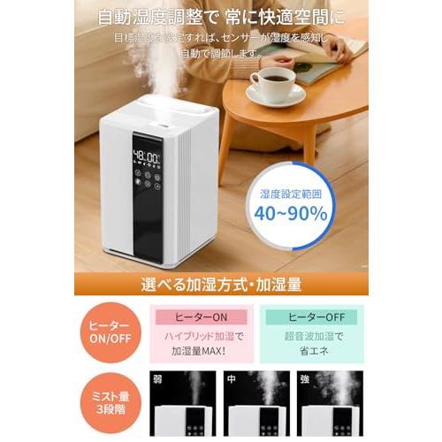 2025新登場・AIスマート】 加湿器 大容量 5L 知能恒湿 ハイブリッド式