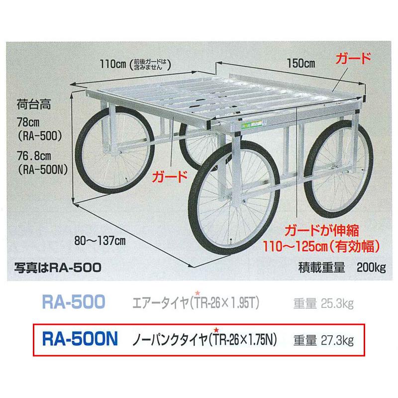 RA-500N　ハラックス　楽太郎　伸縮式サイドガード収穫台車（強力型）　ノーパンクタイヤRA-500N