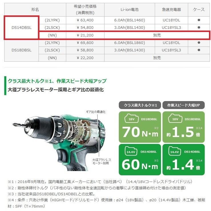 HiKOKI ハイコーキ コードレスドライバドリル 14.4V 本体のみ