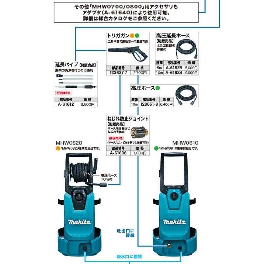 MHW0820 50/60Hz 100V 高圧洗浄機 マキタ(Makita) マキタ makita 高圧洗浄機（高機能タイプ）100V 50/60Hz共用 5m