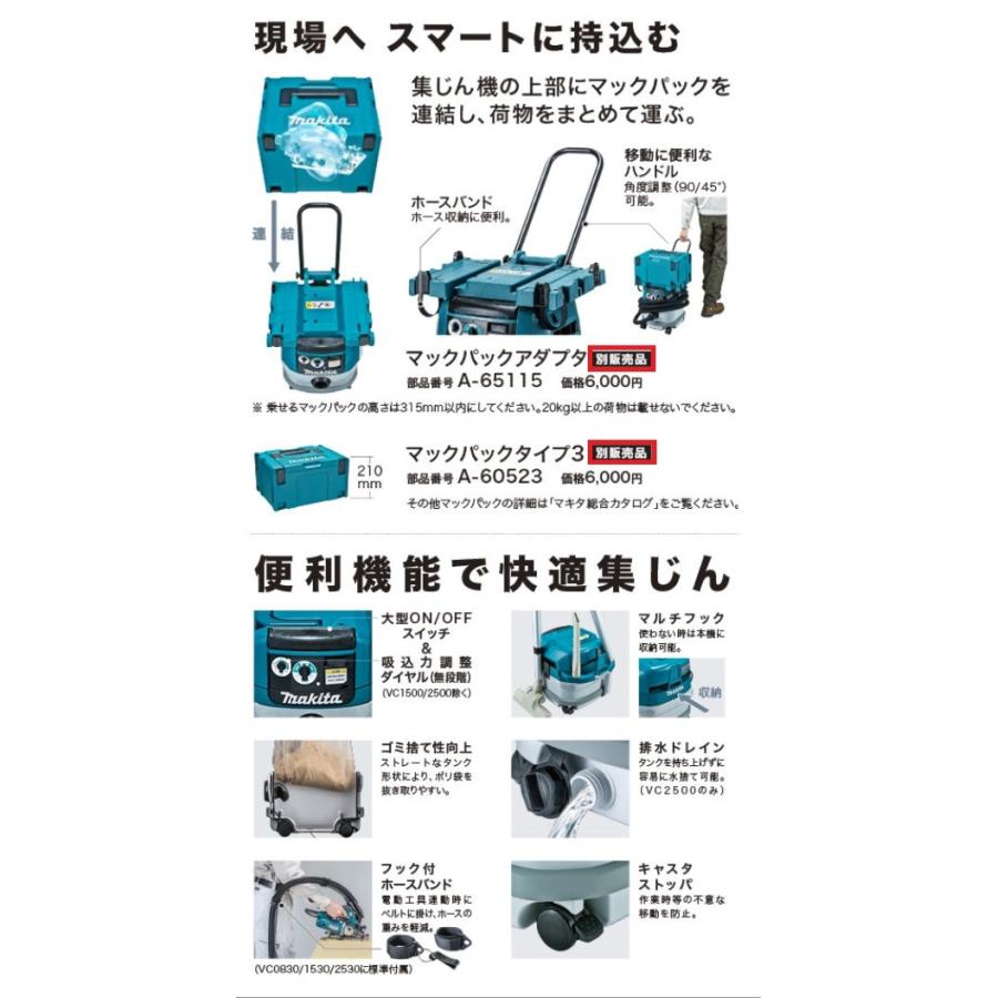 【完動品】マキタ Makita 集じん機(乾湿両用) VC1500 マキタ（makita） 【正規店】マキタ 集じん機(乾湿両用) 15L VC1500