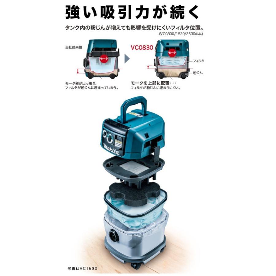 マキタ 集じん機(粉じん専用) 8L 連動コンセント付 VC0830  リサイクルショップ宮崎屋　佐土原店　25.6.28F マキタ（makita） 集じん機粉じん専用 ＜ VC0830 ＞ 容量：8L 集塵機