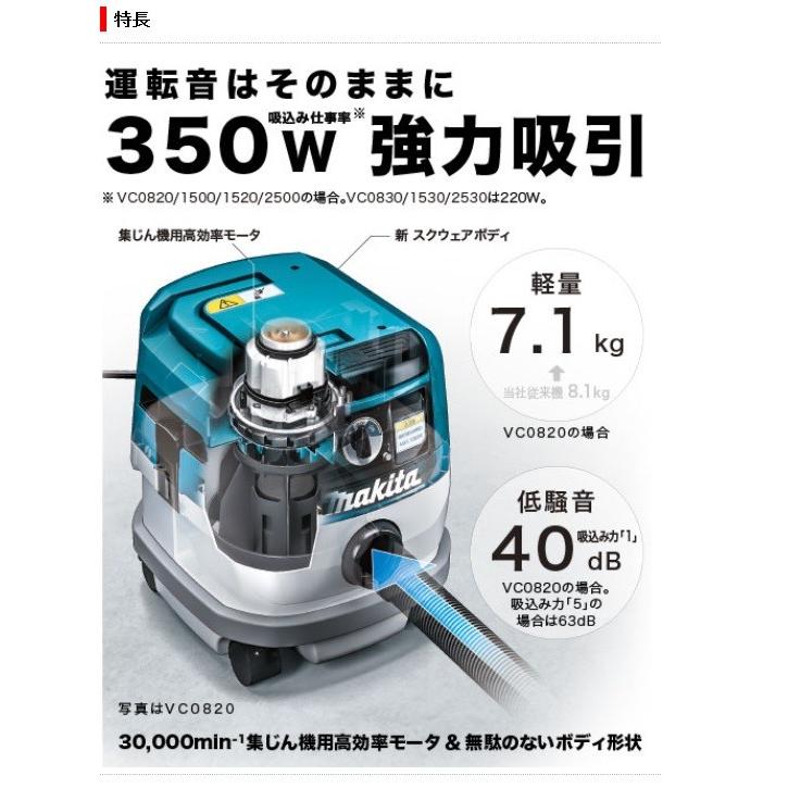 マキタ 集じん機粉じん専用 ＜ VC2530 ＞ 容量：25L 集塵機 掃除機 クリーナー 連動コンセント付｜mikwa-kiko｜03