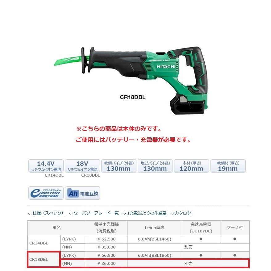 HiKOKI（ハイコーキ） 18V コードレスセーバソー CR18DBL(NN) 本体のみ 
