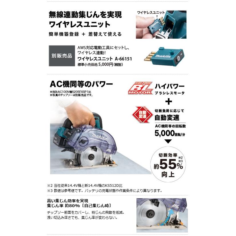 マキタ（makita） 125mm 18V充電式防じん丸ノコ 無線連動対応